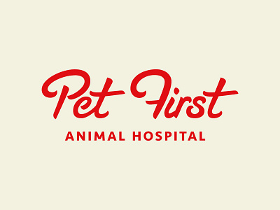 Pet First animal branding hand drawn hospital lettering logo script typography