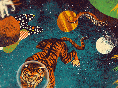 Capital Cities animated album art afx animated capital cities elephant gif illustration michael jackson octopus tiger unicorn walrus whale