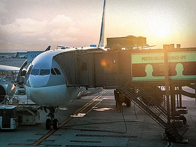 Poster / Billboard Mock-Ups - Airport Edition advertisment flight flyer mock up mockup photo plane showcase terminal transport travel