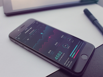 Analytics App analytics analytics app blue dark flat green ios app material mobile app simple ui design ux design