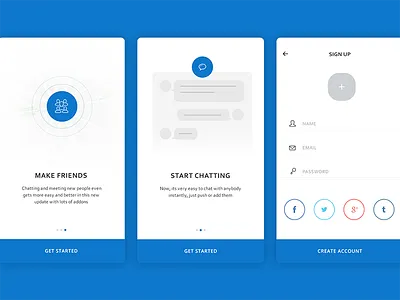 Walkthrough + Sign up chatting friends signup social ui walkthrough