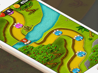Game Map cartoon design drawn game grass map mountain real river