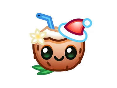 Christmas coconut cartoon character christmas coconut cute drink emoji ill illustration mishax sticker stickers vector xmas