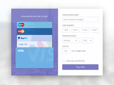UI Elements 004 - Credit Card Payment buy card credit order payment sell shop visa widget
