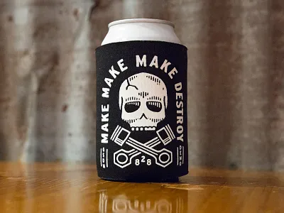 Spicewood Destruction Derby Koozie 828 austin car crossbones destruction gsdm hot rod koozie pistons skull texas