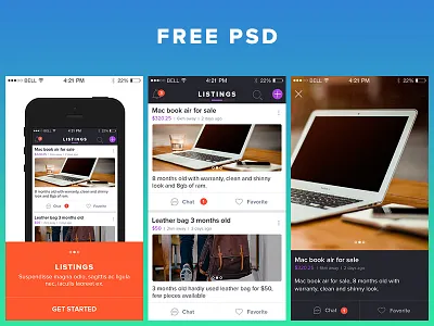 Ecommerce Kit - Freebie - PSD Kit details download freebie interface listing mobile mockups psd template ui kit walkthrough