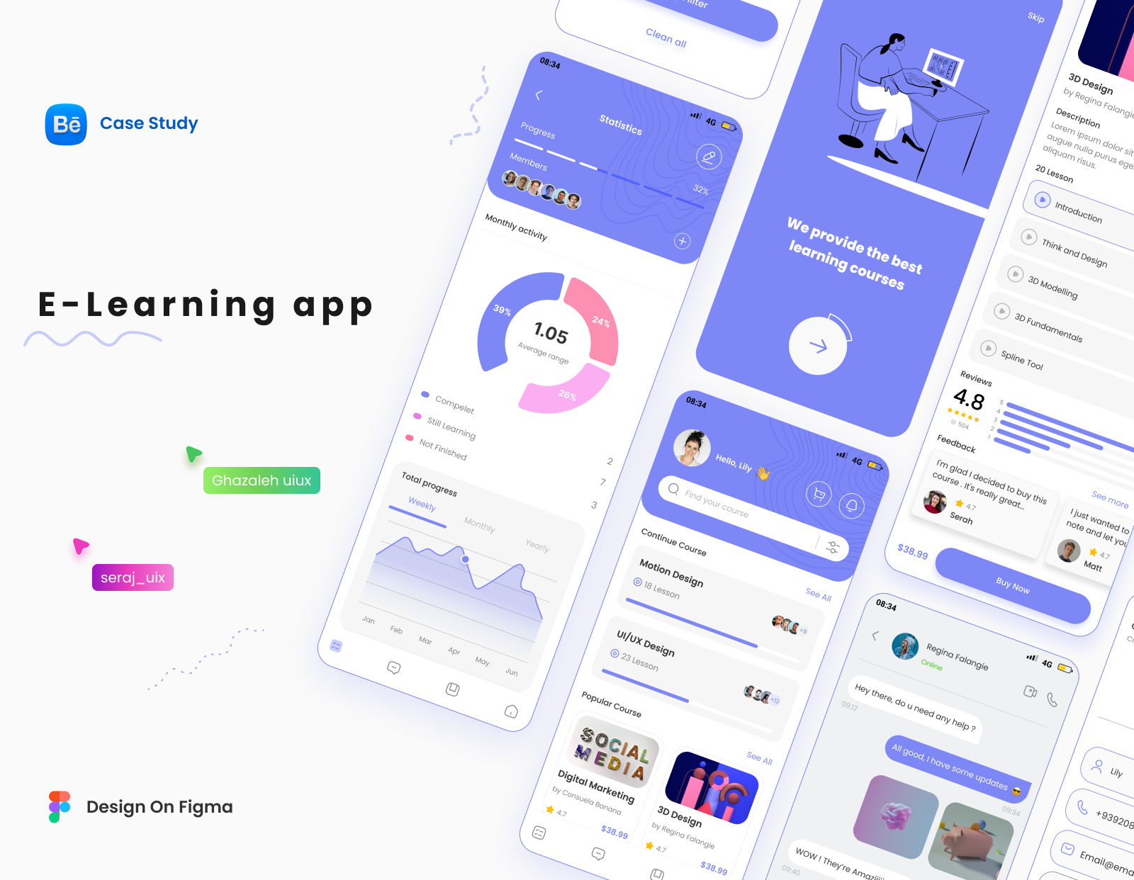 E-learning Application Case Study behance case study casestudy ux class course e learn e learning education education app elearning learning online learning ux case study ux mobile