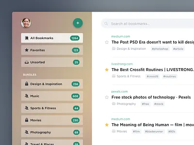 Bookmarks app application bookmarks flat saas service ui ux