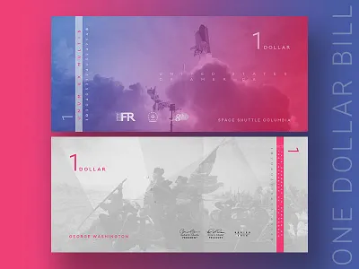 $1 america american bill columbia concept currency george washington monetary money potomac redesign space shuttle