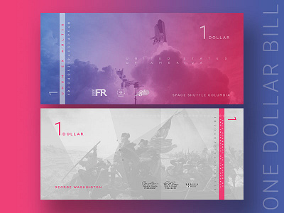 $1 america american bill columbia concept currency george washington monetary money potomac redesign space shuttle