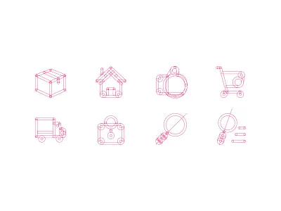 Icon redesign structure app e commerce icon set icons in process outline structure ui