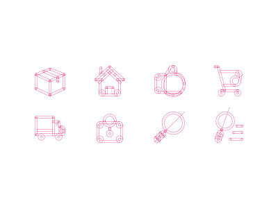 Icon redesign structure app e commerce icon set icons in process outline structure ui