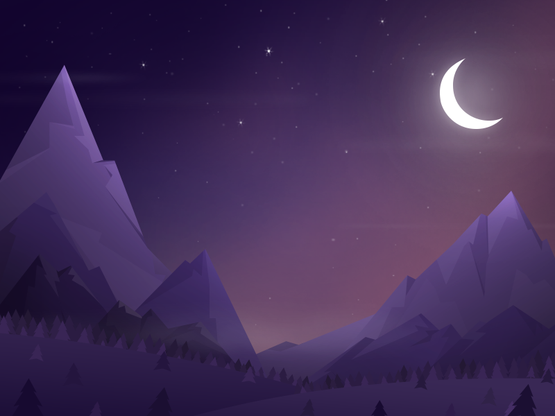 Mountains ilustration mountains night purple scene sky