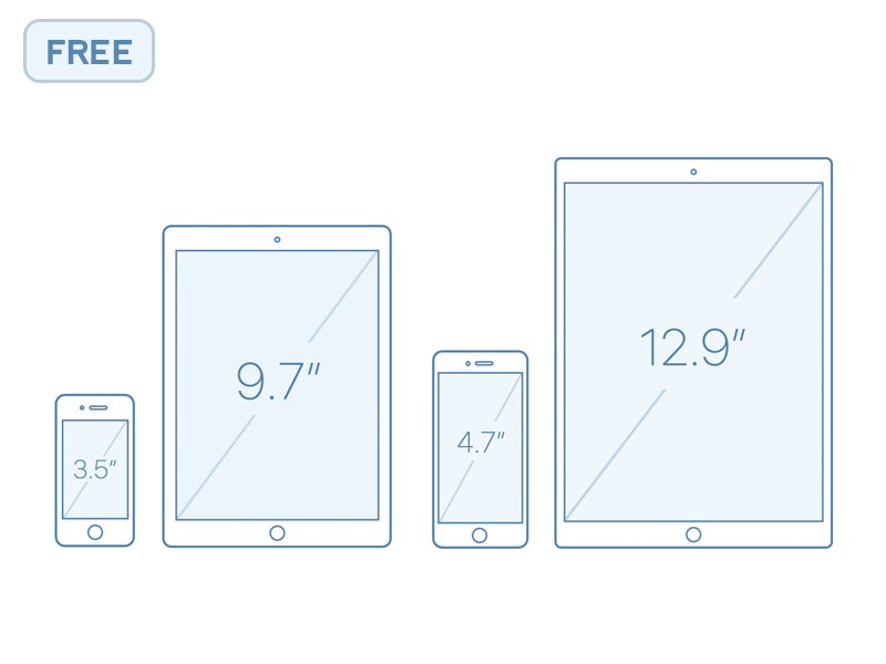 iPhone + iPhone Outline Mocks free ipad ipad pro iphone outline sketch