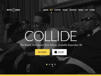 BoyzIImen band landing page music ui web web design website yellow