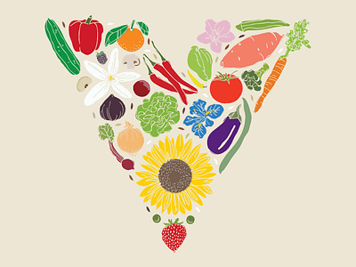 V for Victory flowers fruit garden illustration jillian johnson lafayette louisiana memorial vector vegetables victory garden