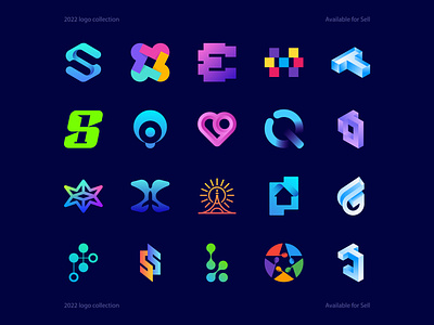 2022 Logo Collection, Modern Logo, Creative Mark, Colorful Logo. 2022 2022 trending logos 3d logo app logo branding colorful logos creative logos gradient logo icon logo logo collection logodesign modern logos tech logos trending logos unique logo