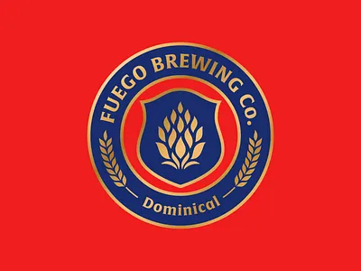 Fuego Seal badge beer branding brewery crest flame hops identity logo rinker seal wheat