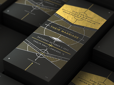 Pat and Dana Wedding Invites art deco black foilstamp gold invitation invite line paper print silver simple wedding
