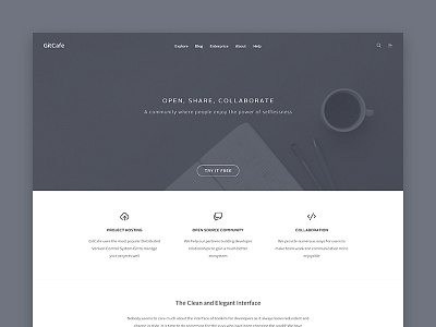 New GitCafe clean landing page light onepage typography ui ux