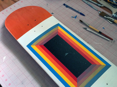 50/50.3 "My Friends" fundraiser hand painted paint painted skateboard skatepark