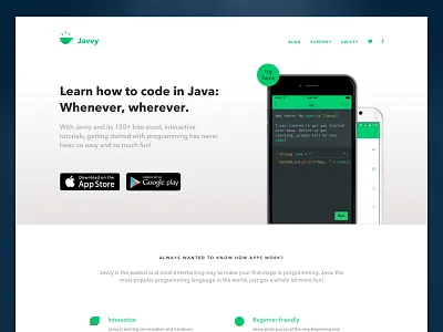 Javvy Marketing Site app ios java javvy marketing marketing site mobile web swifty web