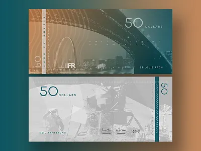 $50 america arch bill concept currency lunar lander missouri monetary money moon redesign st louis