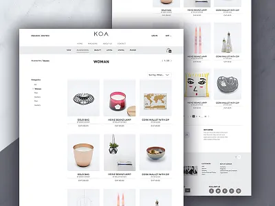 KOA Web store fashion interior shop store ui ux web webdesign website