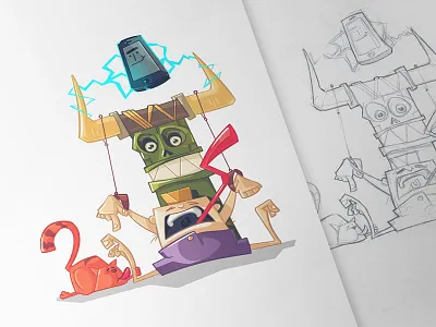 IT Torture cat character drawing fun iphone it pen pencil sketch torture