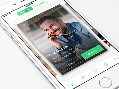 Connections app - Cards app cards flat home ios mobile profile simple swipe ui