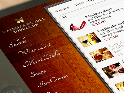 Miss about skeuomorphism :) ios ios ui leather menu restaurant app restaurant menu skeuomorphism wine menu wine store wood