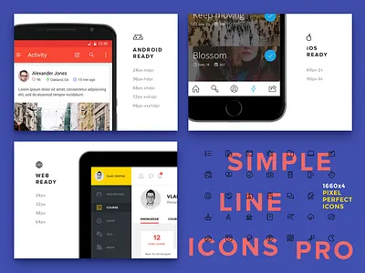 Simple Line Icons Pro - 1660x4 Pixel Perfect Icons android icons icon icon pack icon set icons ios icons line icons minimal outlined icons stroke icons ui icons