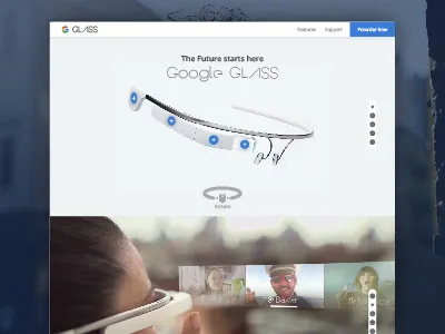 Google Glass app clean flat gmail google google glass illustration landing page responsive ui webdesign website
