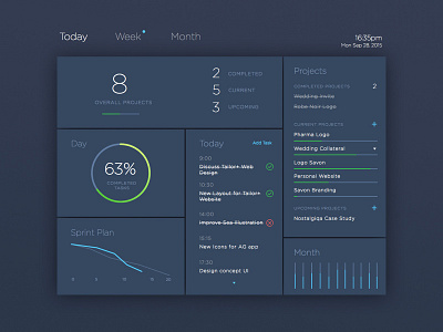 Personal Project Manager app clean dashboard graphs manager project manager scrum task time tracking ui web app
