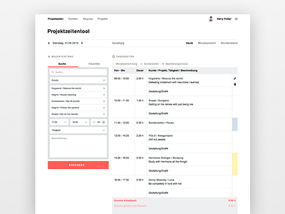 Time Tracking Tool design projekt projektzeiten sketch time tool tracking usability work zeit