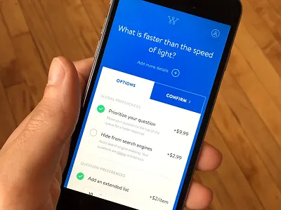 Wonder options app interface iphone mobile ui wonder