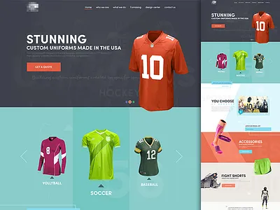 Custom Uniforms Design colors flat design graphic design home page icon design landing page one page printing product website