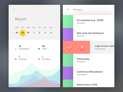 Day 093 - TO-DO calendar flat graph kit manager organizer statistic task tickets to do ui