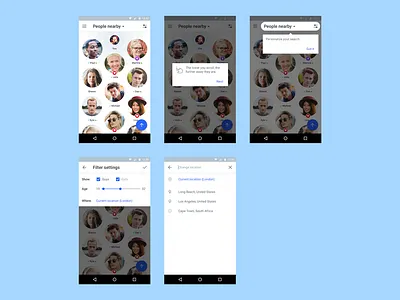 Nearby view & onboarding android filter location onboarding search settings