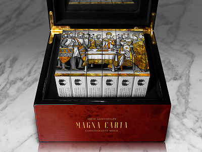 Commemorative Magna Carta Display Case Interior box burlwood display industrial design magna carta magna carta playing cards seasons playing cards velvet