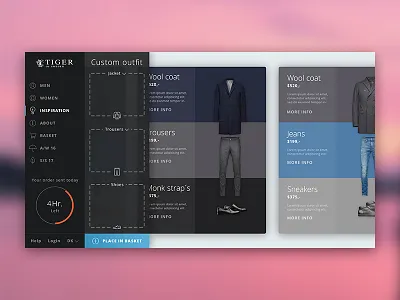 Retail Inspiration Drag and drop clean clothing flat icons menu retail tiger of sweden