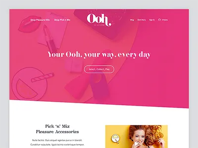Ooh by Je Joue - Landing Page diagonal homepage interface landing landing page modern pink pleasure relationships sex ui ux