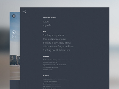 GWC Navigation clarendon text pro clean conference fullscreen list menu minimalist navigation one page website