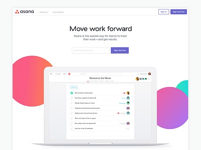 The new asana.com asana branding color design dots home page landing page laptop product page redesign website