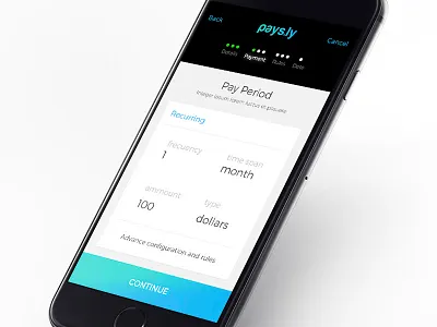 Recurring payments screen