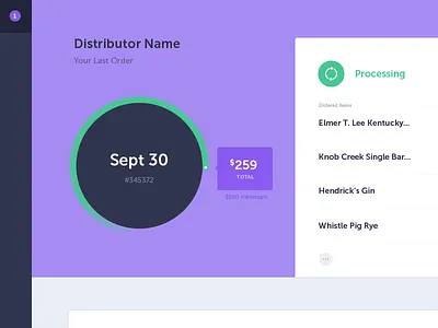 Distributor App Dashboard app dashboard orders processing purple ui