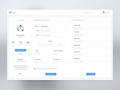Profile Settings account edit flat forms profile user web