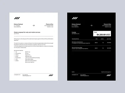 Head letter and invoice take 4 black branding headletter invoice minimal print white