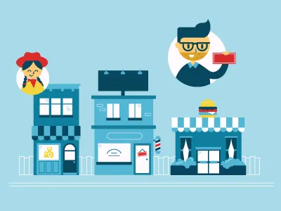 Merchants Infograph illustration small medium business smb vector