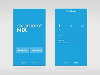 Sodastream MIX login alcohol app blue booze clean ios login mobile recipe simple ui